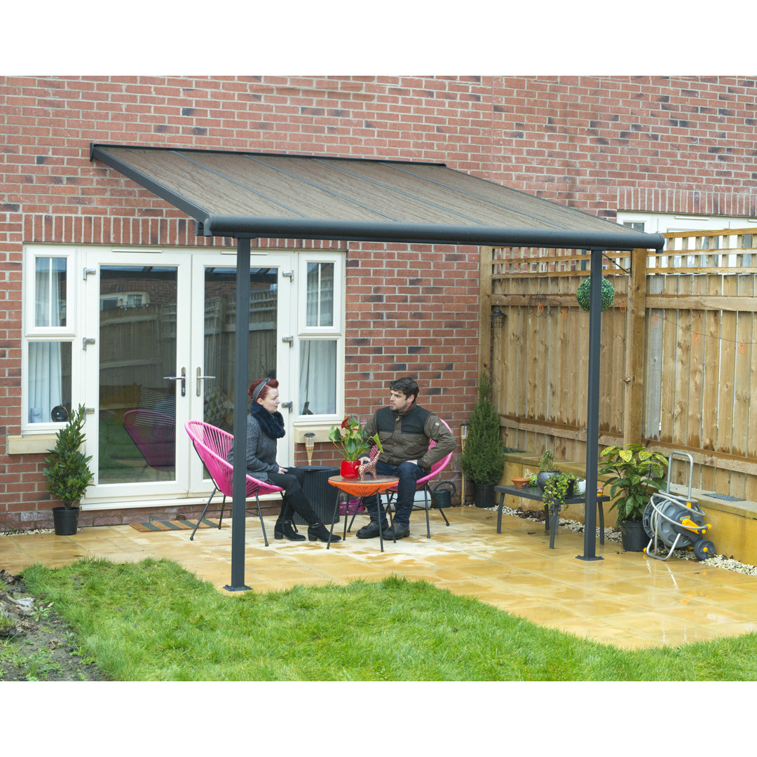Sierra 123.62 x 116.14 Glass Grey Cover Patio Awning