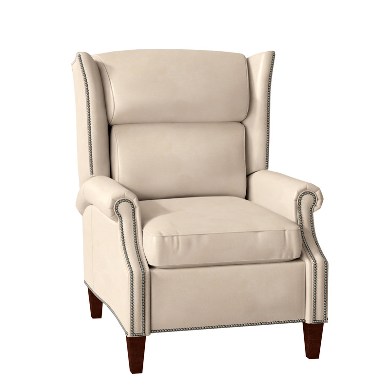 Fauteuil inclinable standard de 33 po de largeur Vassilios, Étain n<sup>o</sup> 9, Cuir véritable gris clair délavé Aline