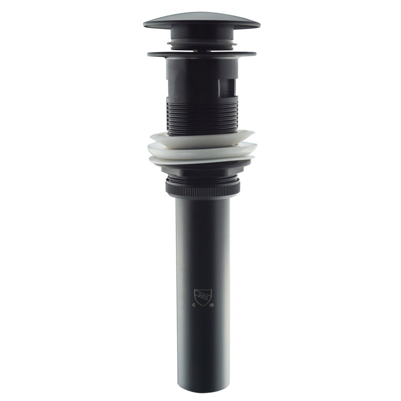 Pop-Up Bathroom Sink Drain with Overflow, Black
