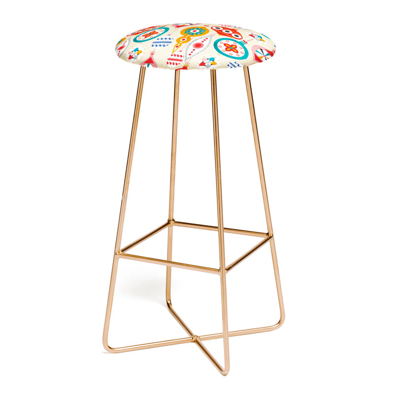 Dimitrina Upholstered Counter Stool with Metal Frame, Gold