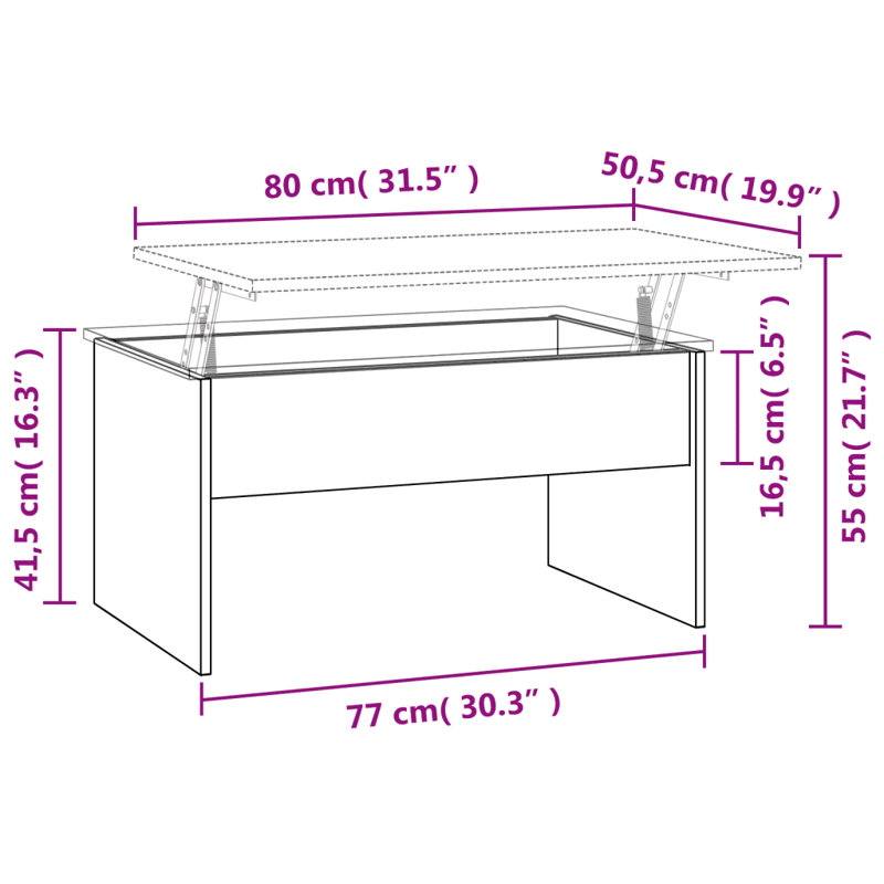 Silverlock Lift Top Coffee Table with Storage, Brown Oak