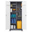 Armoires de rangement en métal gris avec portes verrouillables pour le rangement des outils, tablettes réglables, grandes cuisines, bureaux et magasins - 72 pouces, cadre interne renforcé, longue durée de vie, tringles de suspension, caractéristique