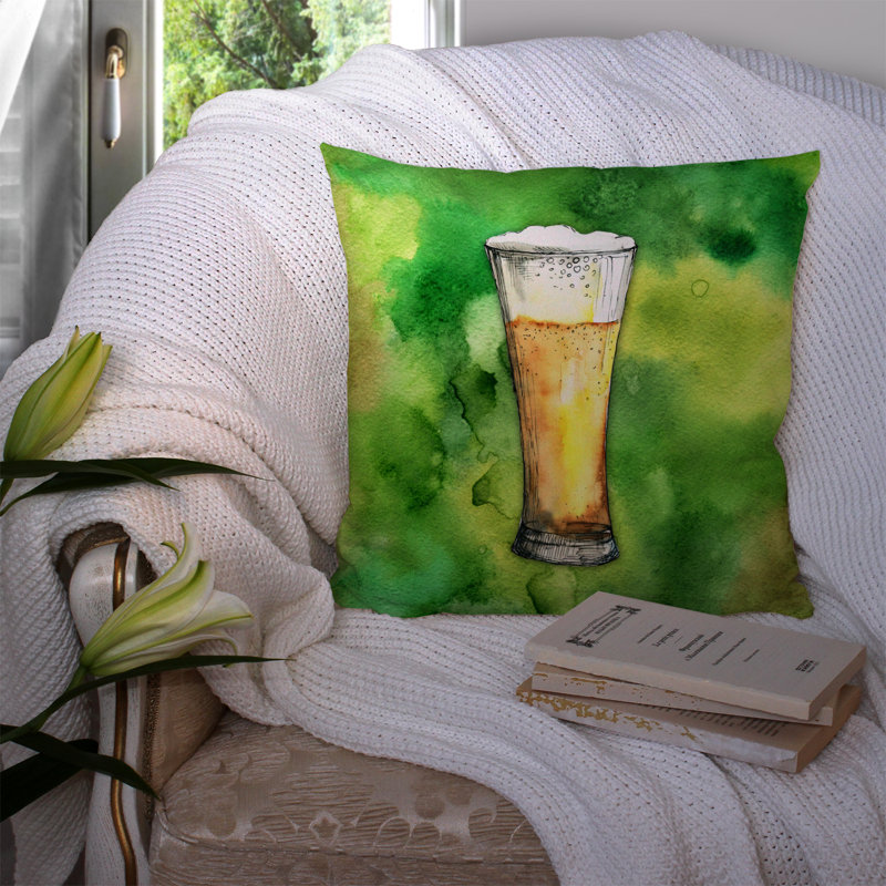 Coussin décoratif intérieur/extérieur bière, 14 po x 14 po