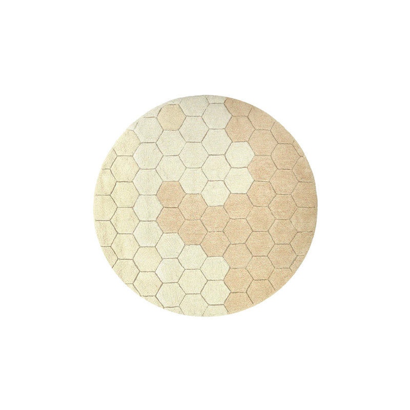 Tapis rond en coton tissé à la main à motif géométrique Planète abeilles