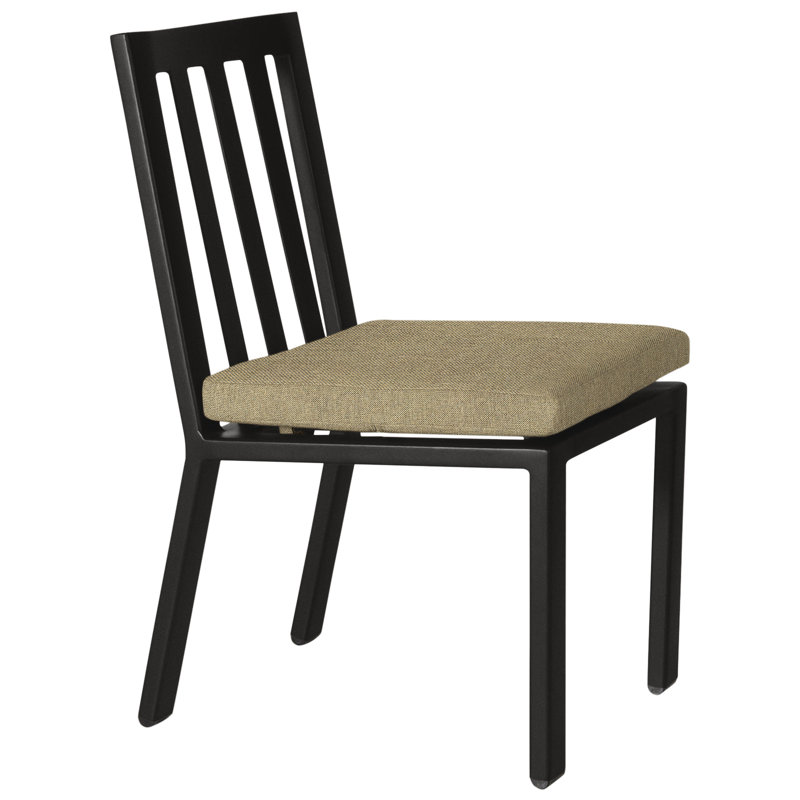Aris Outdoor Dining Side Chair, Mainstreet Latte, Carbon Black