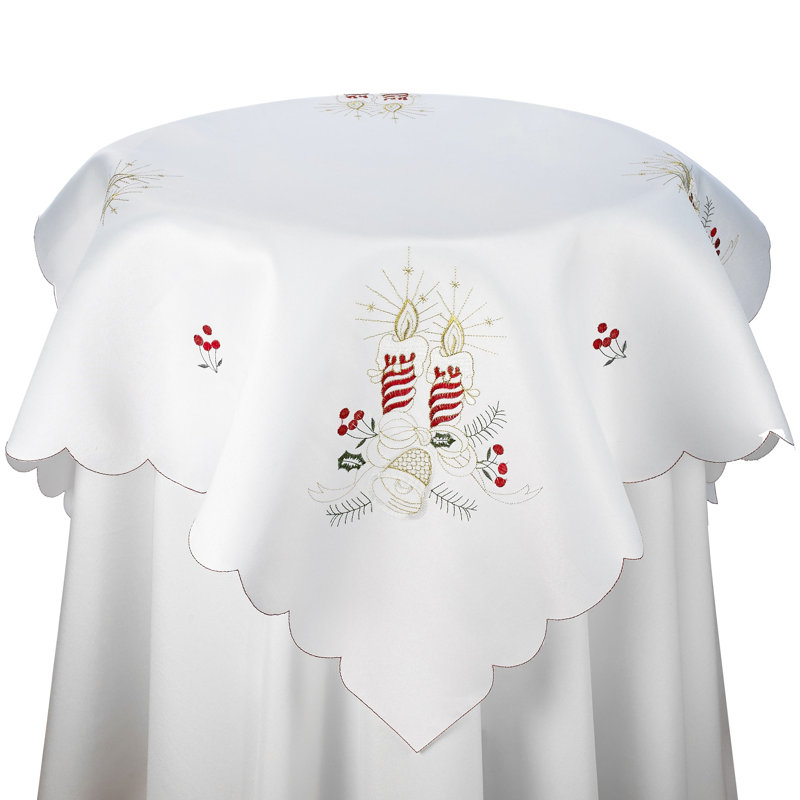 Purkey Embroidered Christmas Tablecloth