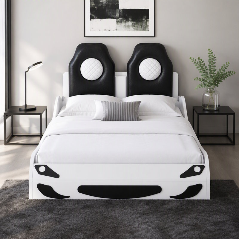 Lit plateforme Wood, Blanc