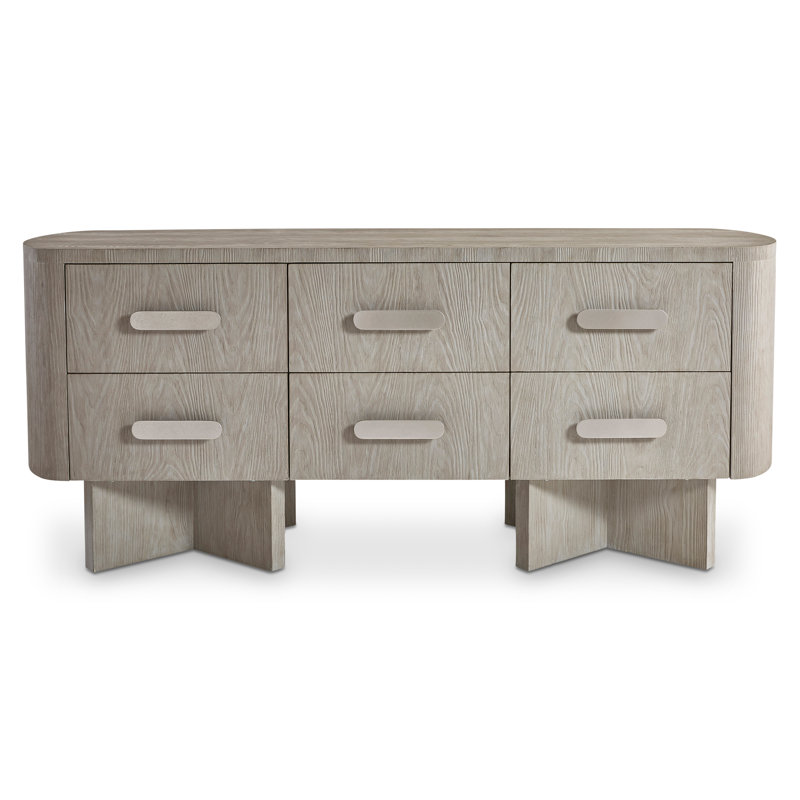 Trianon Contemporary Gris Finish 6-Drawer Dresser with X-Shaped Bases