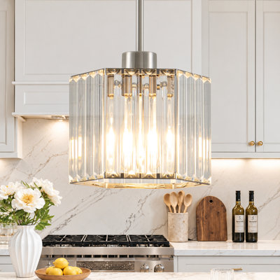  Michiel 7.87'' 1-Light Hexagonal Crystal Rod Pendant Light for Kitchen Island