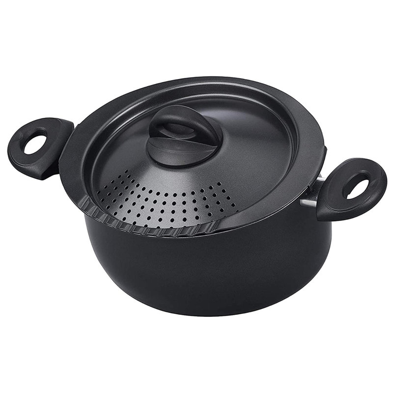 Bradshaw Home 5 Quarts Non-Stick Aluminum Soup Pot, Black