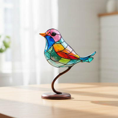 Colorful Metal Hummingbird Craft Statue Vivid Bird Figurine On Branch Desktop Ornament For Home Decor Gift
