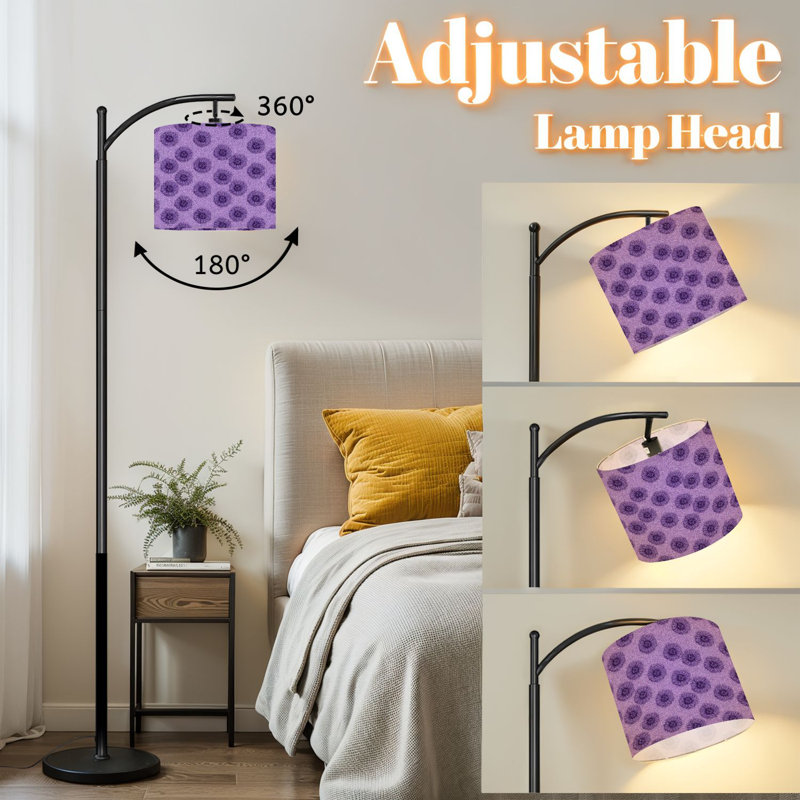 Lampe sur pied à arc avec abat-jour réglable Floral