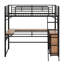 Lit mezzanine en métal avec tablettes et bureau en L-2098257857