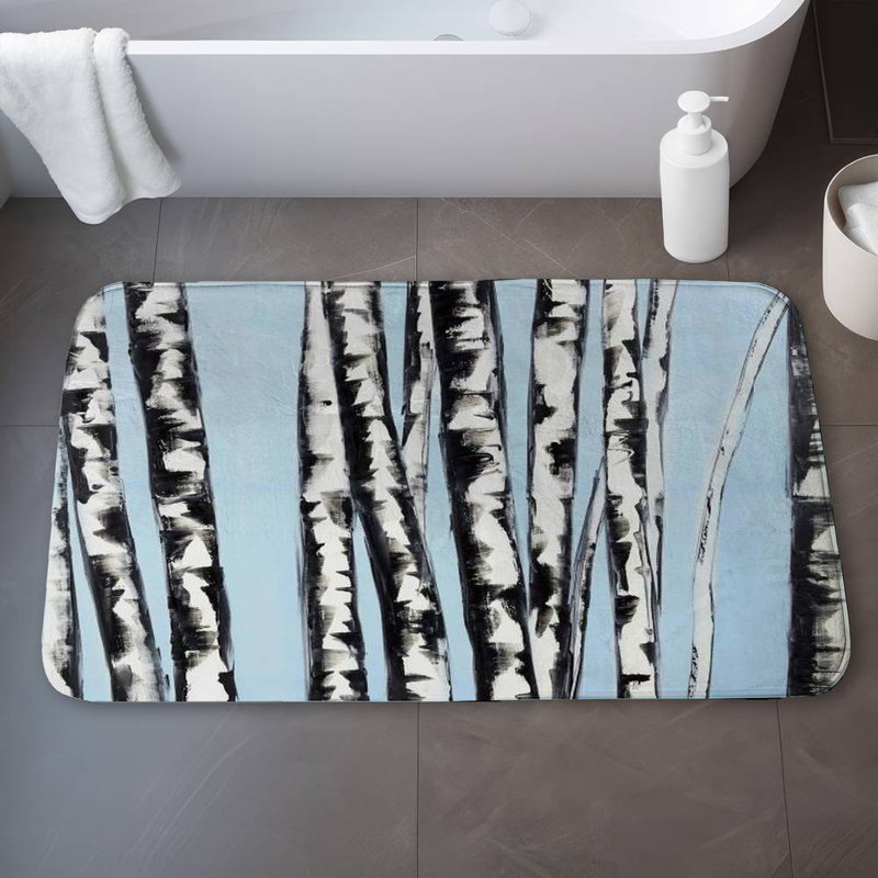 Pastel birches Bath Mat with Non-Slip Backing - Quick Dry Memory Foam Bathroom Rug - Absorbent - Modern Plush Spa-Style - Machine Washable