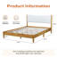 Grand lit plateforme scandinave, tête de lit tapissier Teddy Boucle, structure en bois massif séché au four et pieds fuselés