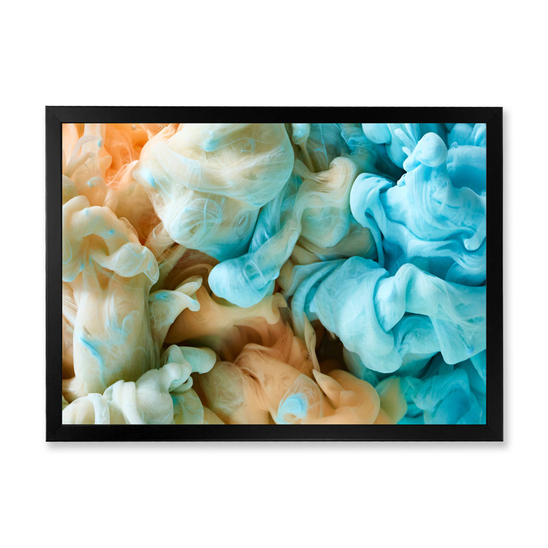 Encre bleue et verte, art mural moderne, Cadre photo noir, H 8 po x l 12 po x P 1,5 po