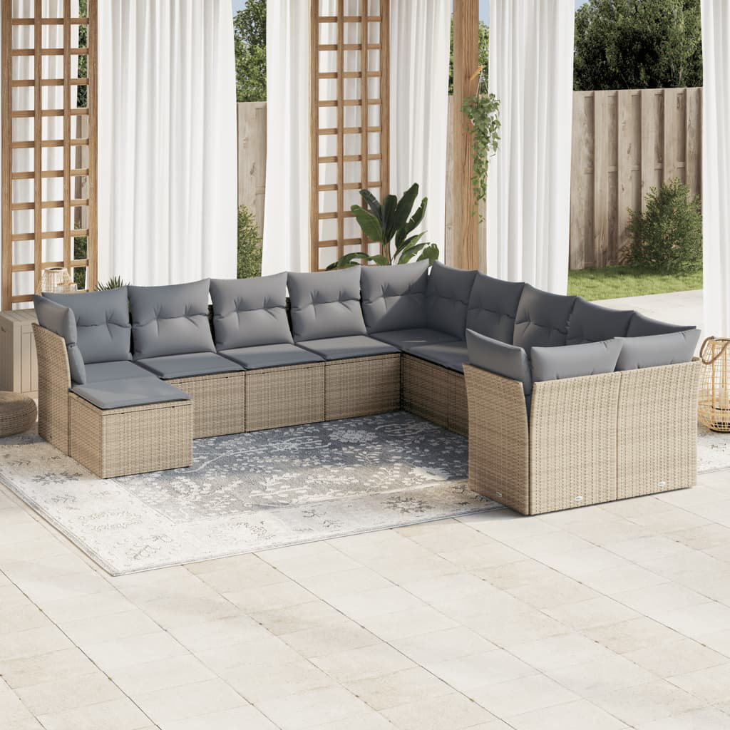 Vidaxl 11-Tlg. Garten-Sofagarnitur aus Polyrattan mit Kissen