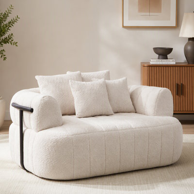 Chaise longue surdimensionnée de 64 po avec soutien et oreillers en métal
