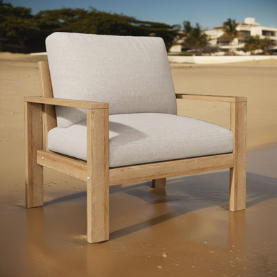 Canapé d'extérieur en bois d'acacia - Design transitionnel avec coussins hydrofuges