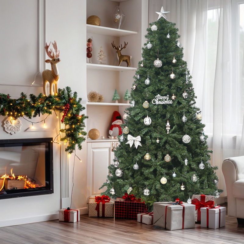Green Artificial Pine Christmas Tree with Stand, 7.5 ft