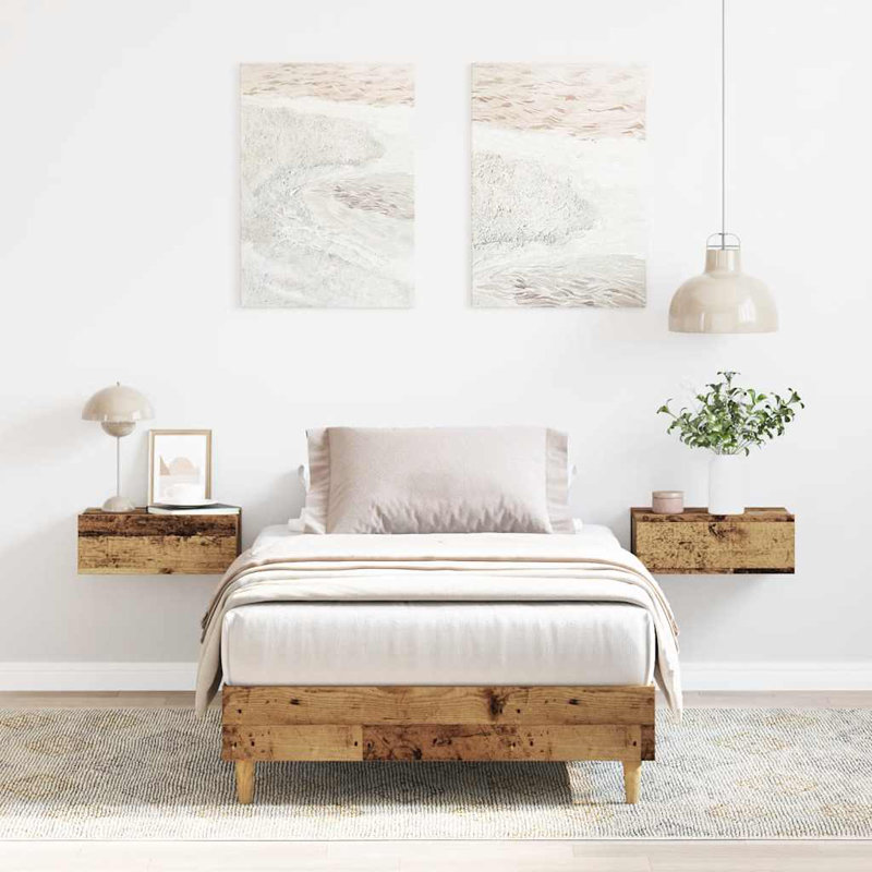 Bed Frame No Mattress Engineered Wood, Old Wood, Small Single (2'6)