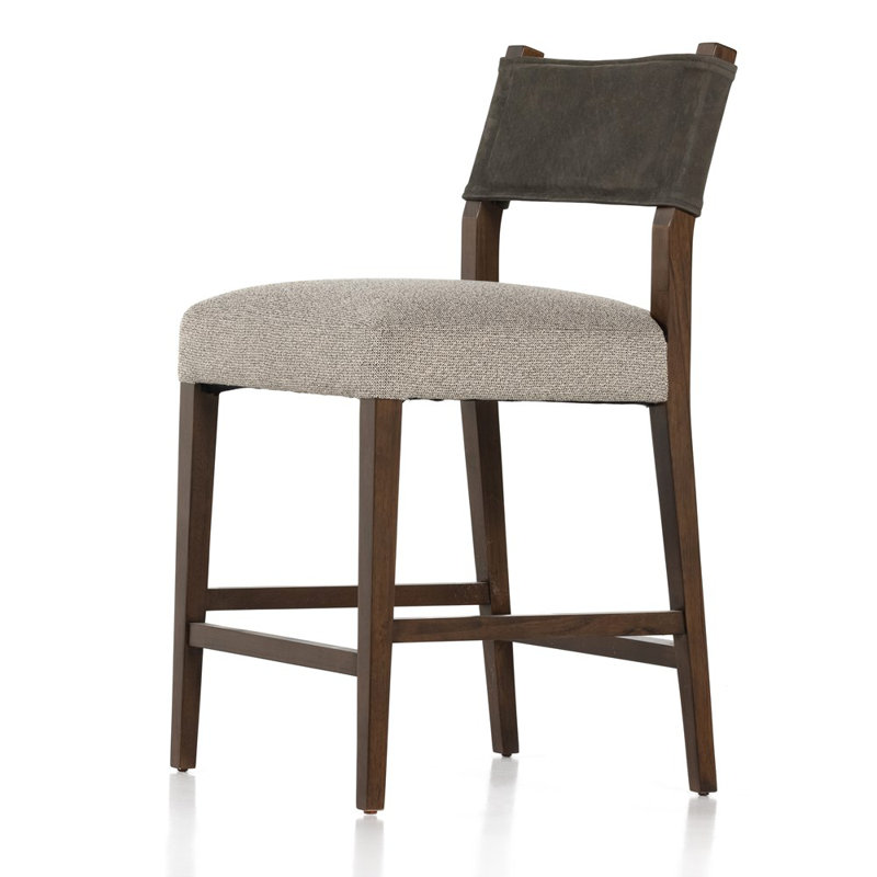Tabouret Lorretta, Tabouret de comptoir (siège d'une hauteur de 25,9, Encre Tulsa / rayonne / viscose, Sable antique
