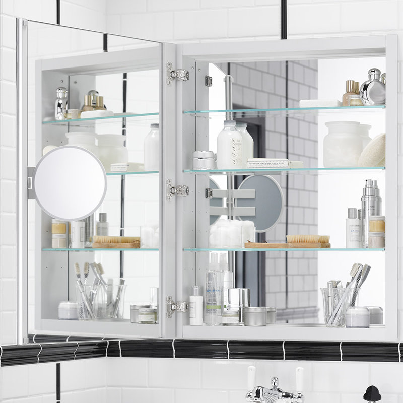 Verdera® Recessed or Surface Mount Medicine Cabinet with 3 Adjustable Shelves, 30" H x 24" W x 4.75" D