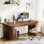Bureau de direction 78,74 "extra long, poste de travail de bureau d'ordinateur de ferme avec base double pour bureau à domicile