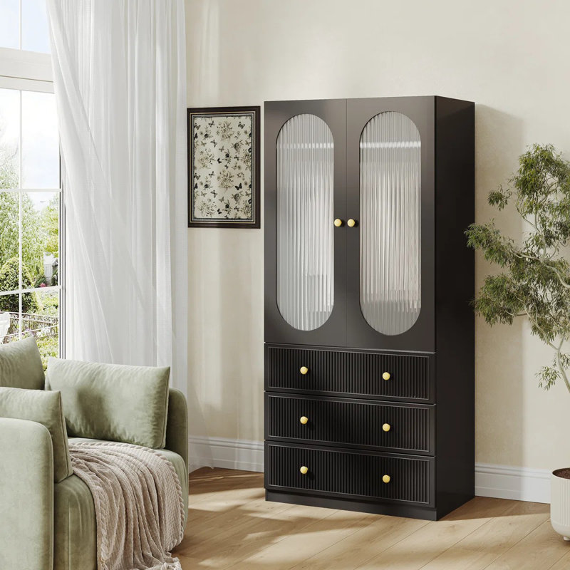 Armoire penderie 2 portes avec 3 tiroirs 
