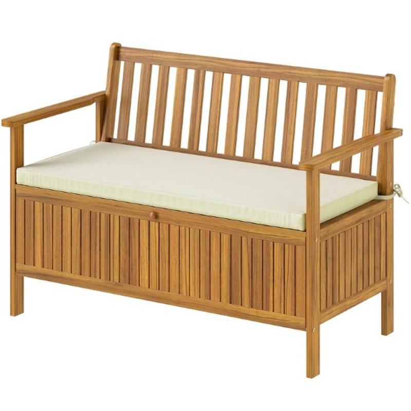Double Patio Bench (Cream White,Teak)