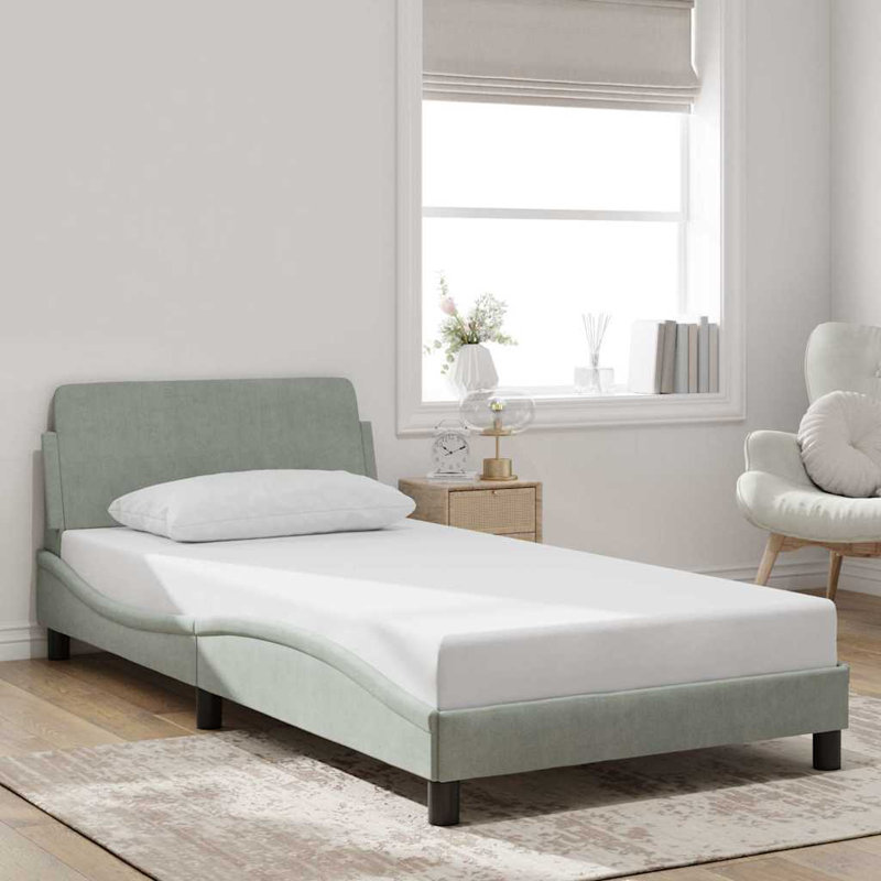 Cadre de lit vidaXL Gris clair 100x203 cm velours, Gris clair, Simple TG