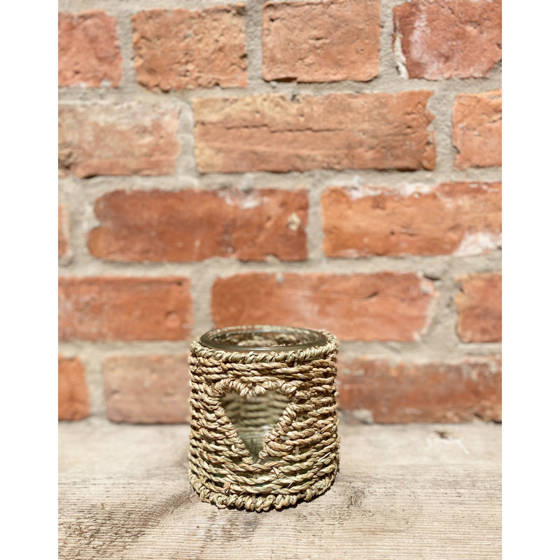 Wicker Tabletop Tealight Holder, 10.5cm H x 11.5cm W x 11.5cm D