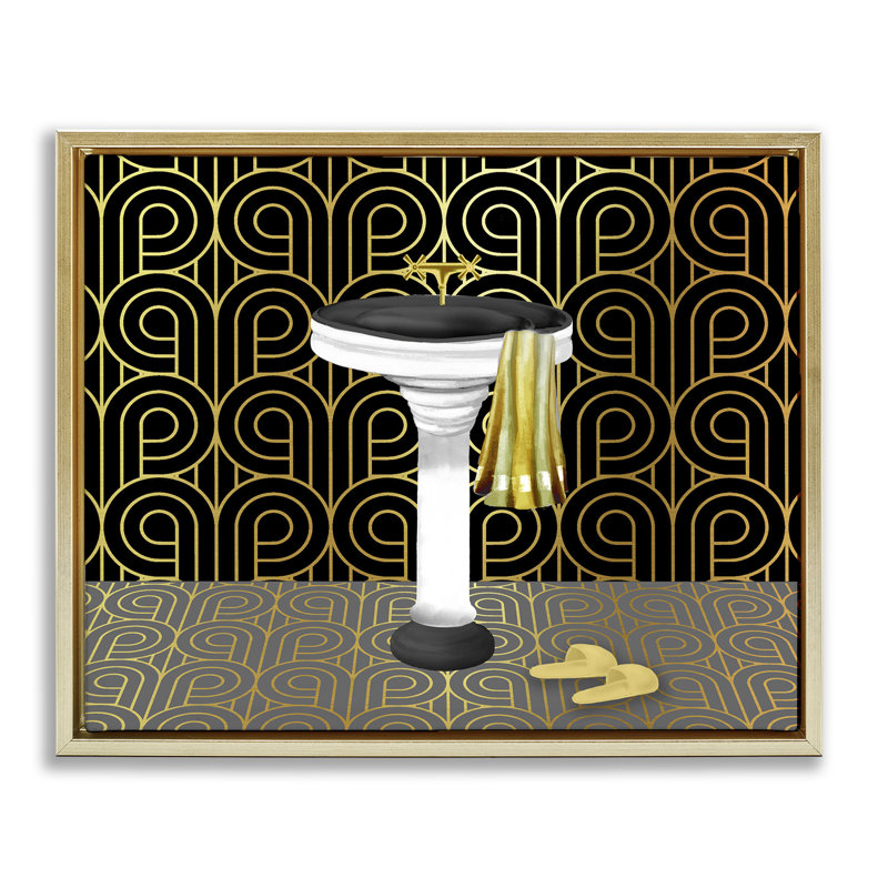 Cadre flottant de style déco pour salle de bain, Conrad Knutsen, H 17 po x l 21 po, Cadre flottant métallique doré
