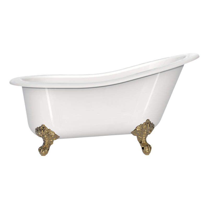 Shropshire 61" x 30" Freestanding Slipper Bathtub, Polished Brass