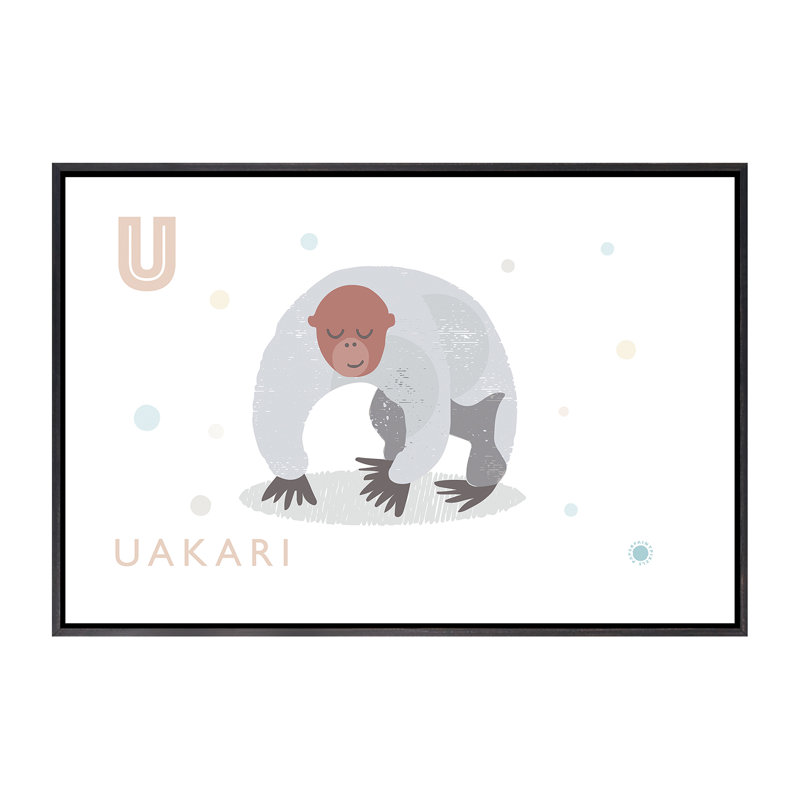 Uakari - imprimé, Pas de tapis, H 18 po x l 26 po x P 1,5 po, Toile avec cadre noir patiné