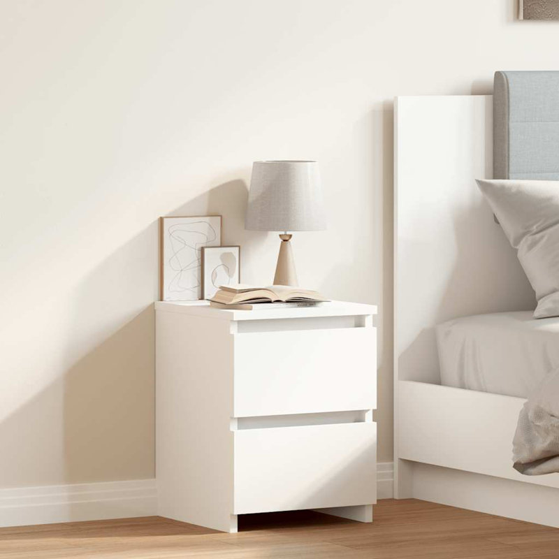 vidaXL Bedside Cabinet White Engineered wood 11.8x11.8x15.7 in, Individual, White