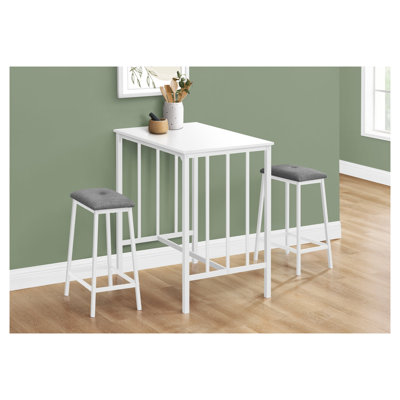 3-Piece Counter Height Dining Set with 36-Inch Rectangular Table and Stools, White