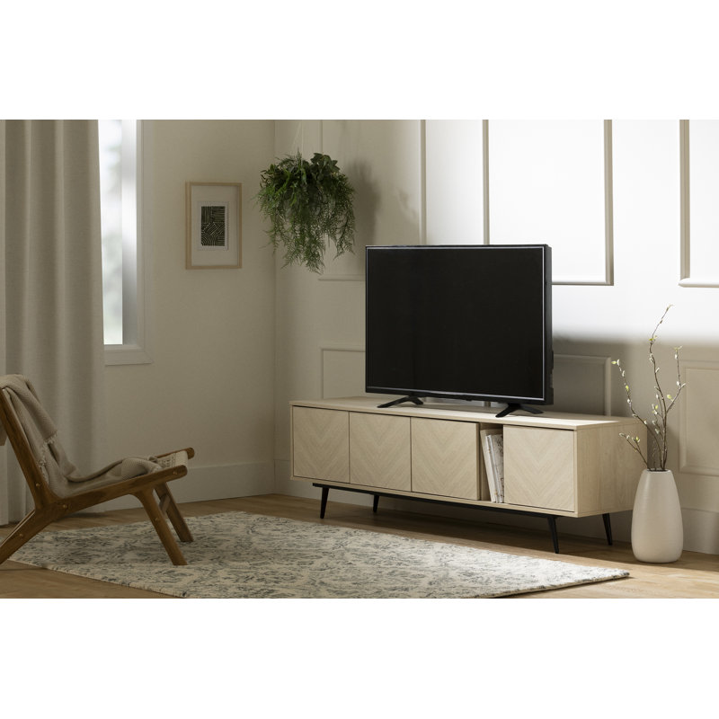 Oxford  TV Stand With Doors, Light Brown