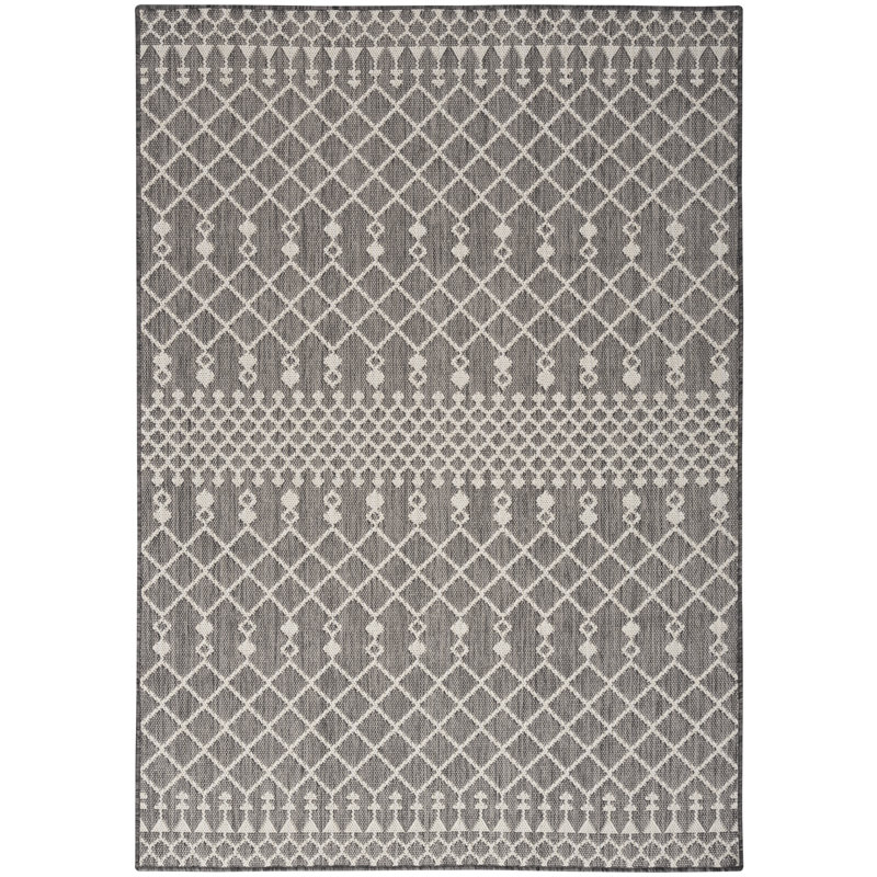 Robbs Rectangle Indoor/Outdoor Area Rug, Rectangle 7' x 10', Charcoal/Gray