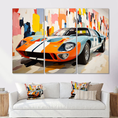 Orange orange, voiture de course American Gt - art mural