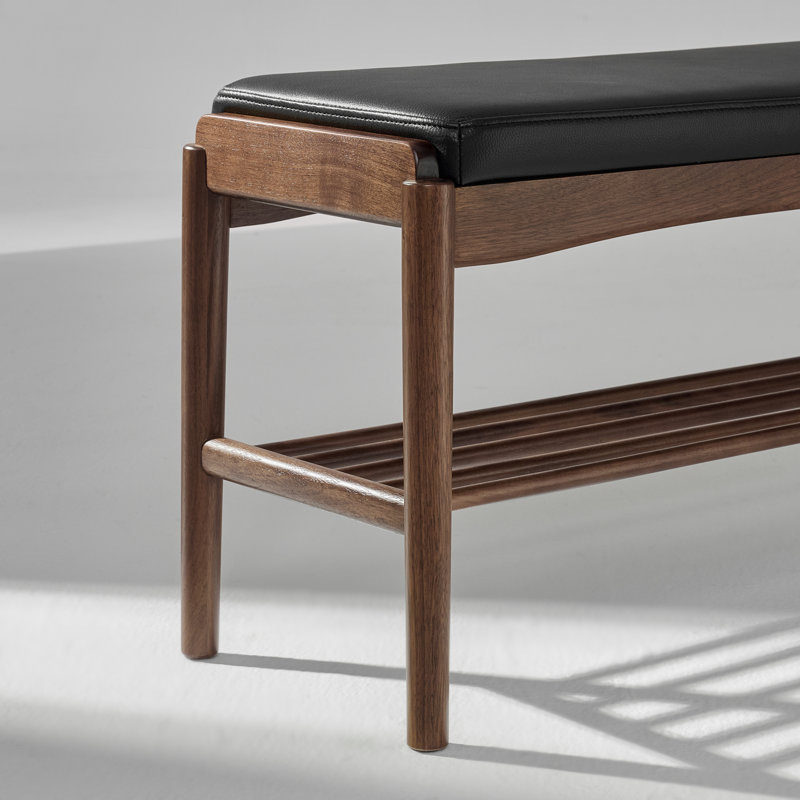 Banc à chaussures en noyer noir, 23.6", Lin gris