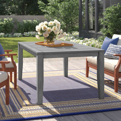 Rectangular Solid Wood Outdoor Dining Table Umbrella Hole , 72 " W 42 " D