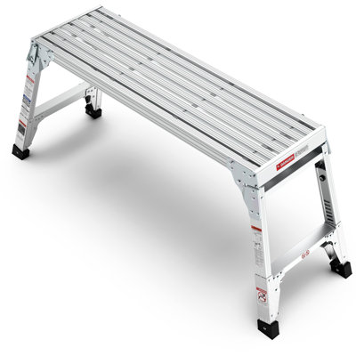 Aluminum Work Platform Large Size Step Stool Folding Portable Work Bench 40"  Width Telescopic Feet 22" -27.5" Height Adjustable