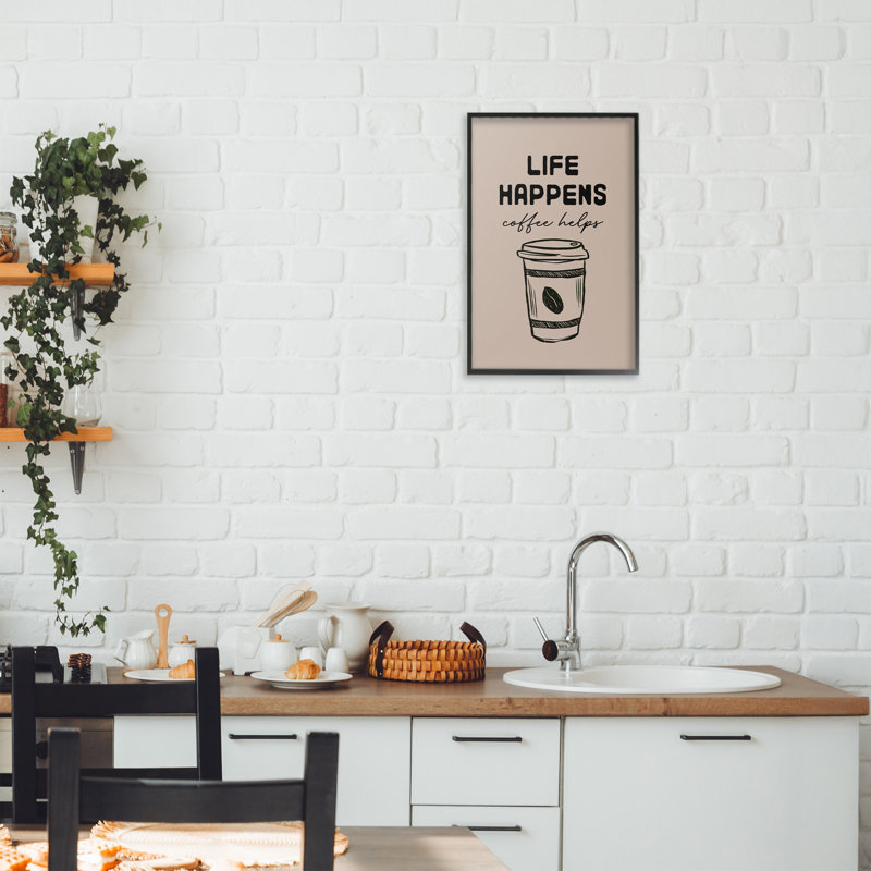 «Life Happens Coffee Helps», estampe numérique, conception de JJ Design House LLC, H 18 po x l 12 po