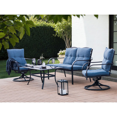 Garden Lounge Set with Table 4 Seater MESTRINO Metal
