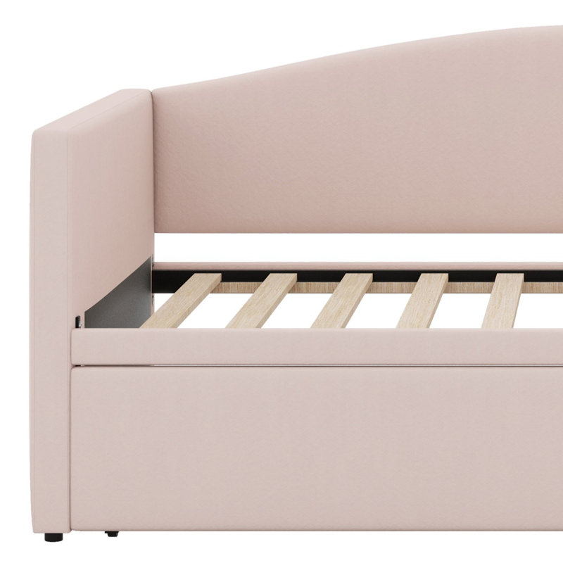 Daybed With Extended Pop Up Trundle, Pink