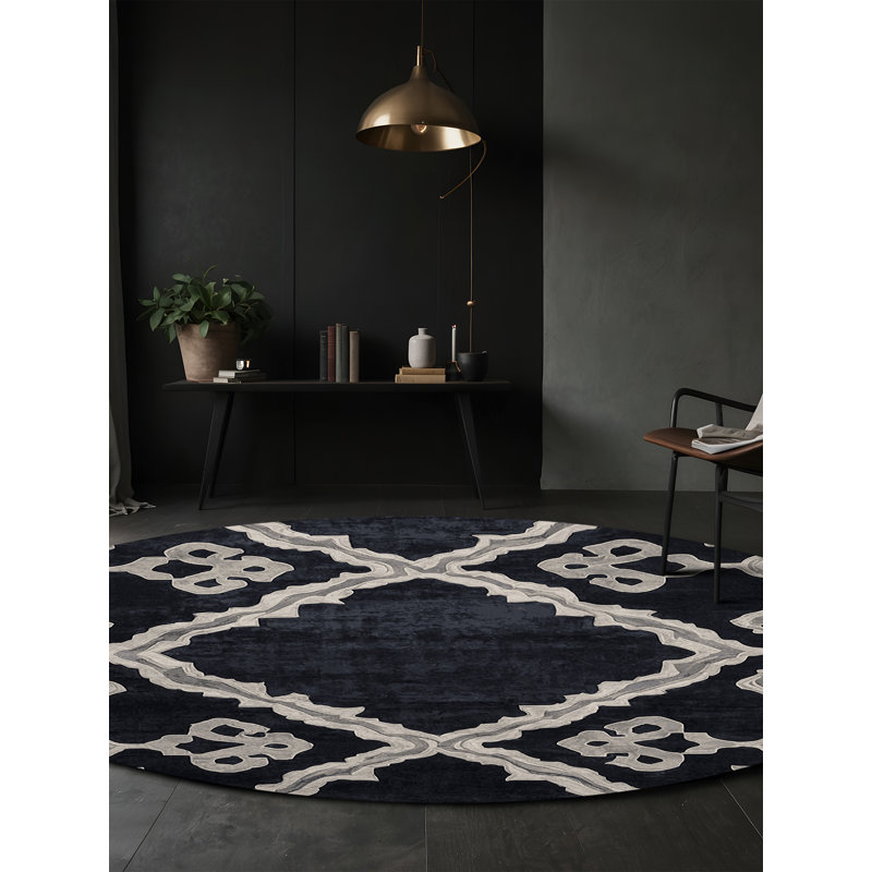 Tapis gris lavable à la machine, Rond 6 pi