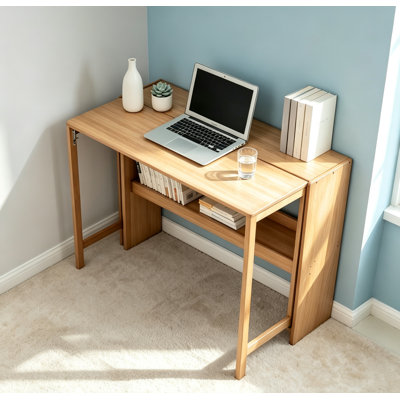 Bureau en bambou pliant, bureau d'ordinateur peu encombrant pour petits espaces, table d'étude pliable pour chambre à coucher, bureau personnel, dortoir, appartement