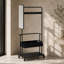 Porte-manteau mobile à roulettes, rangement 3 en 1 avec panier et miroir, noir, hauteur 168,6 cm