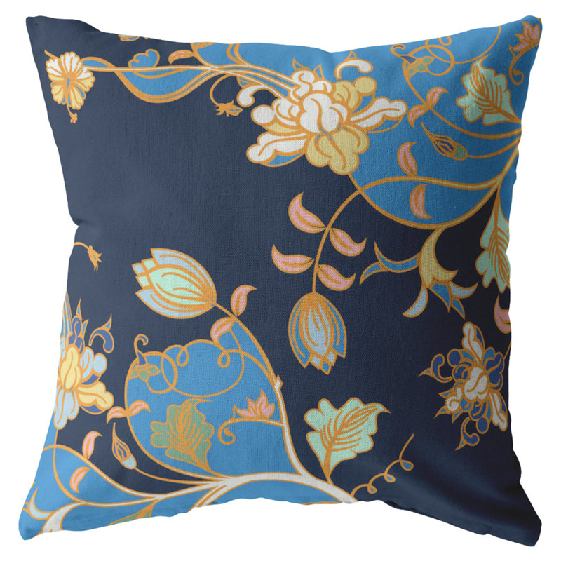 Derlyum Nature Broadcloth Reversible Throw Pillow, 20" x 20", Light Blue/Navy